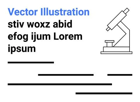 Microscope Graphic with Text Lines for Science, Research, and Educational Stock Illustration