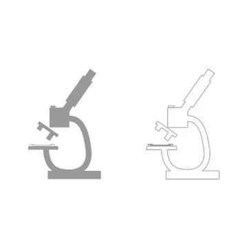Microscope  grey set  icon . Stock Illustration