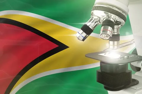 Microscope on Guyana flag -  science concept Stockillustratie