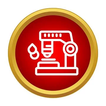 Microscope icon analyzing sample drops in research lab Stock Illustration