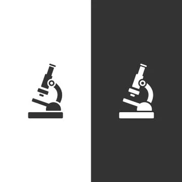 Microscope icon on a black and white background. Science and research Stock Illustration