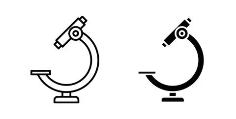 Microscope icon collection in black, Line icons, flat symbols 스톡 일러스트