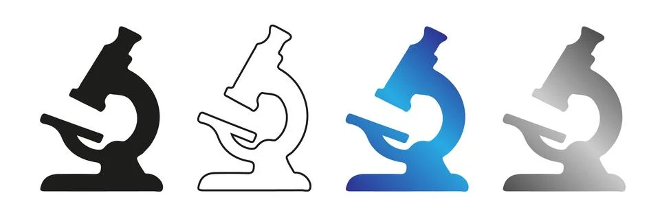 Microscope Icon Collection for Laboratory and Science Design Stock Illustration