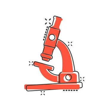 Microscope icon in comic style. Laboratory magnifier cartoon vector illustrat イラスト素材