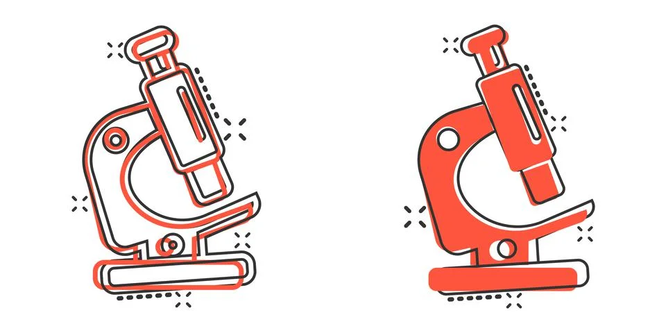 Microscope icon in comic style. Laboratory magnifier cartoon vector illustrat イラスト素材