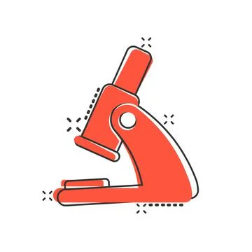 Microscope icon in comic style. Laboratory magnifier cartoon vector illustrat イラスト素材