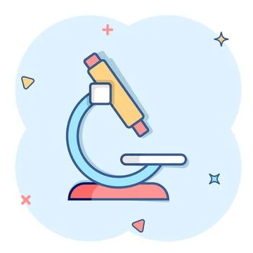 Microscope icon in comic style. Laboratory magnifier cartoon vector illustr.. イラスト素材