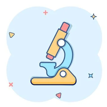 Microscope icon in comic style. Laboratory magnifier cartoon vector illustr.. イラスト素材