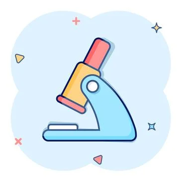 Microscope icon in comic style. Laboratory magnifier cartoon vector illustr.. イラスト素材