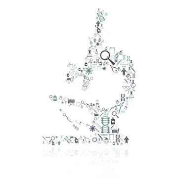 Microscope icon composition Stock Illustration