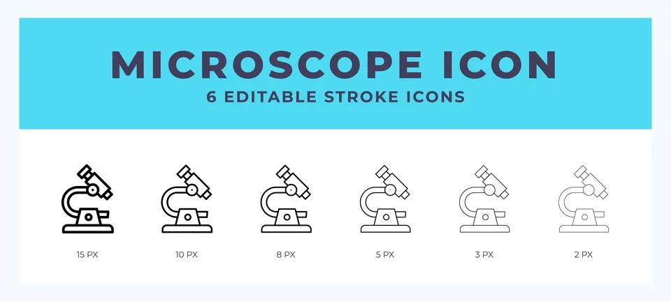 Microscope icon with different stroke. Vector illustration. Stock Illustration
