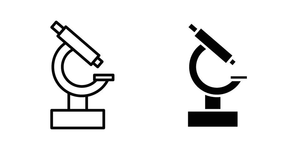Microscope icon drawing lines. Silhouette style vector bundle 스톡 일러스트