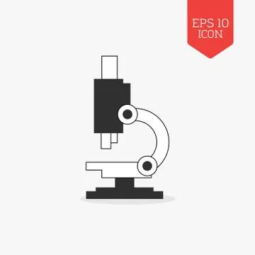Microscope icon. Flat design gray color symbol. Modern UI web navigation, sig Stock Illustration