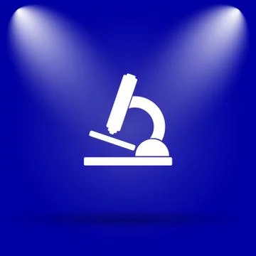 Microscope icon. Flat icon on blue background.. Stock Illustration