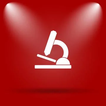 Microscope icon. Flat icon on red background.. 스톡 일러스트