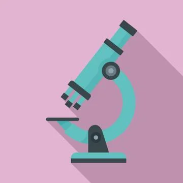 Microscope icon, flat style Stock Illustration