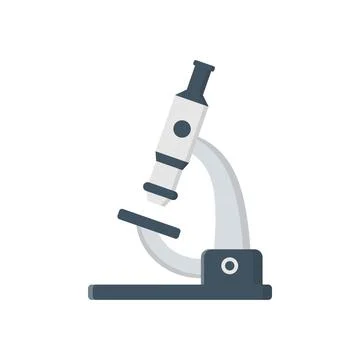 Microscope icon in flat style. Laboratory magnifier vector illustration on is Stock Illustration