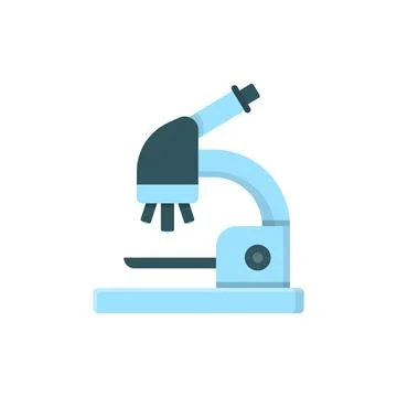 Microscope icon in flat style. Laboratory magnifier vector illustration on is Stock Illustration
