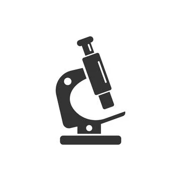 Microscope icon in flat style. Laboratory magnifier vector illustration on is Stock Illustration