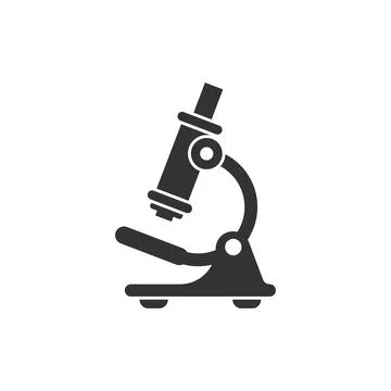 Microscope icon in flat style. Laboratory magnifier vector illustration on is Illustrazione stock