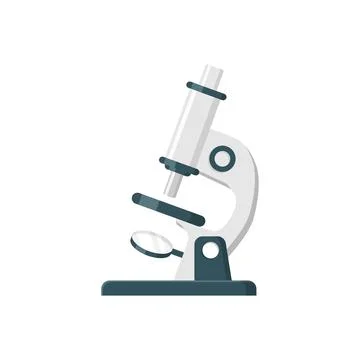 Microscope icon in flat style. Laboratory magnifier vector illustration on is Stock Illustration