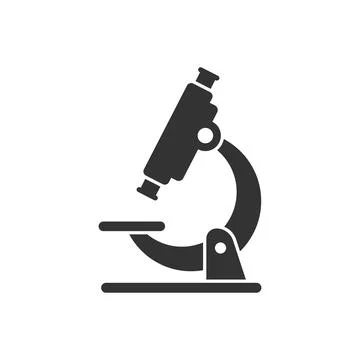 Microscope icon in flat style. Laboratory magnifier vector illustration on is Illustrazione stock