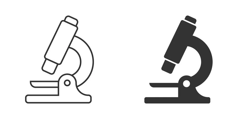 Microscope icon in flat style. Laboratory magnifier vector illustration on is Illustrazione stock