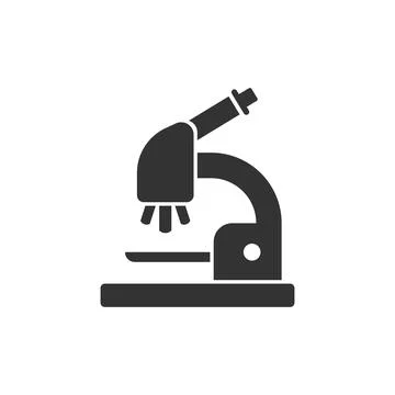 Microscope icon in flat style. Laboratory magnifier vector illustration on is Illustrazione stock