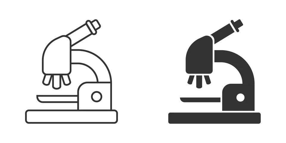 Microscope icon in flat style. Laboratory magnifier vector illustration on is Illustrazione stock
