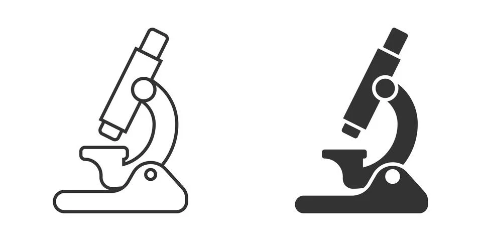 Microscope icon in flat style. Laboratory magnifier vector illustration on is Stock Illustration