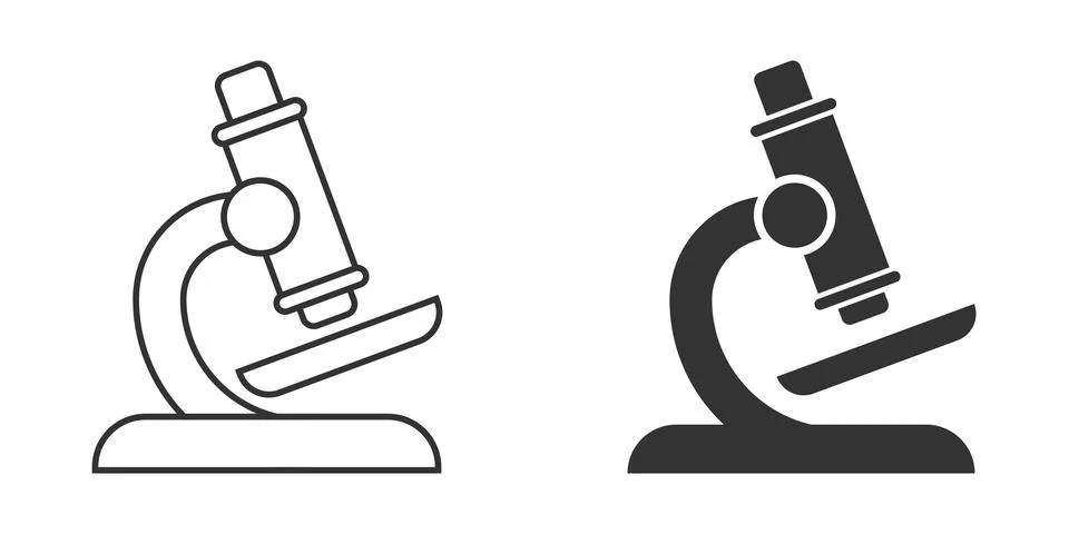 Microscope icon in flat style. Laboratory magnifier vector illustration on is Stock Illustration