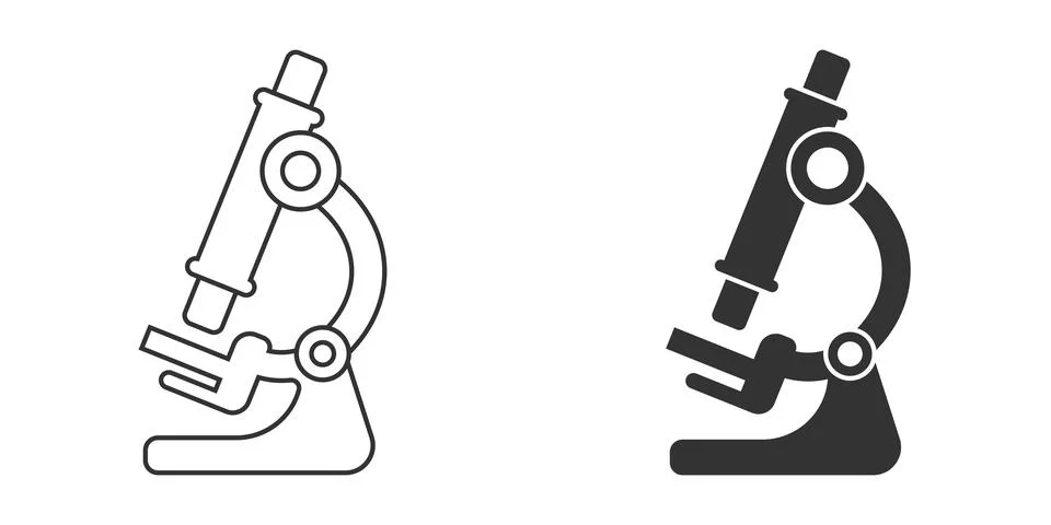 Microscope icon in flat style. Laboratory magnifier vector illustration on is Illustrazione stock