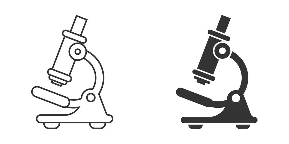 Microscope icon in flat style. Laboratory magnifier vector illustration on is Stock Illustration