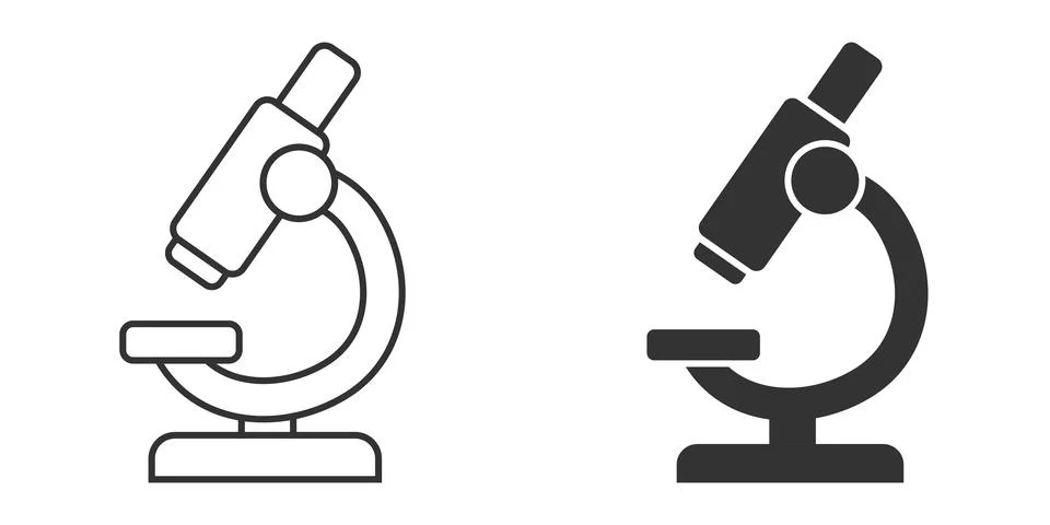 Microscope icon in flat style. Laboratory magnifier vector illustration on is Stock Illustration