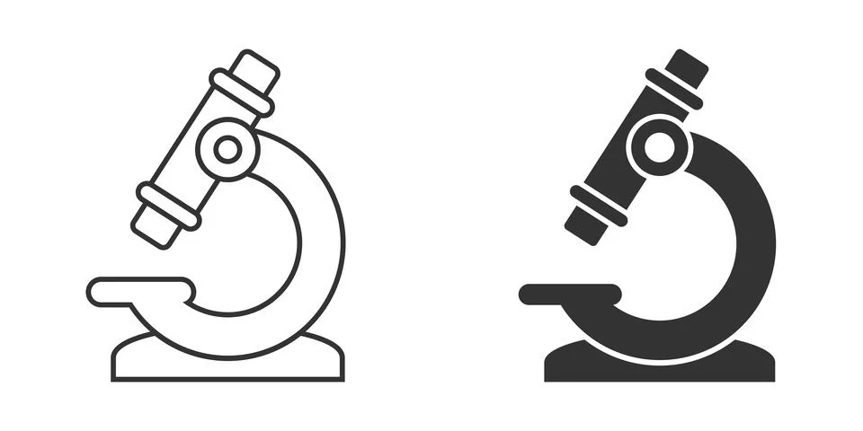 Microscope icon in flat style. Laboratory magnifier vector illustration on is Stock Illustration