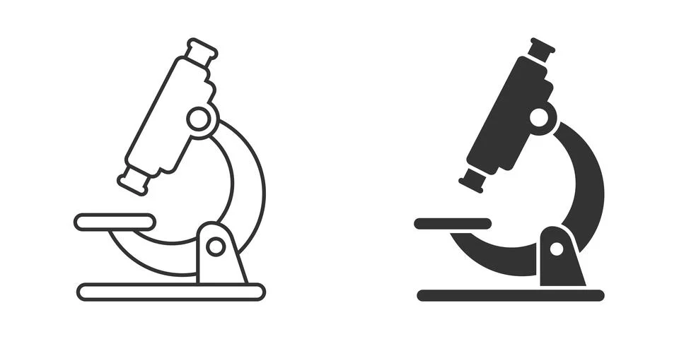 Microscope icon in flat style. Laboratory magnifier vector illustration on is Stock Illustration