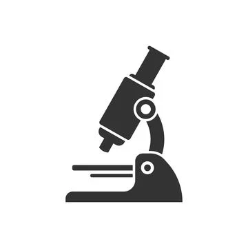 Microscope icon in flat style. Laboratory magnifier vector illustration on is Illustrazione stock