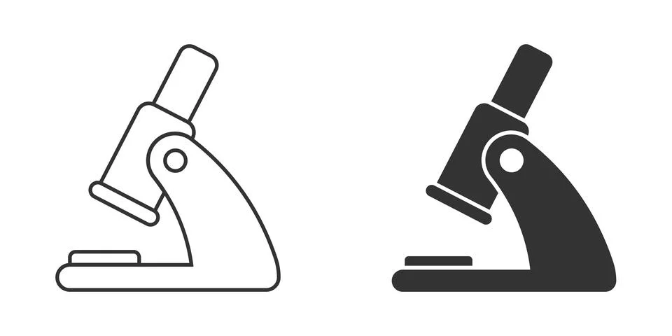 Microscope icon in flat style. Laboratory magnifier vector illustration on is Stock Illustration