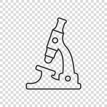 Microscope icon in flat style. Laboratory magnifier vector illustration on is Illustrazione stock