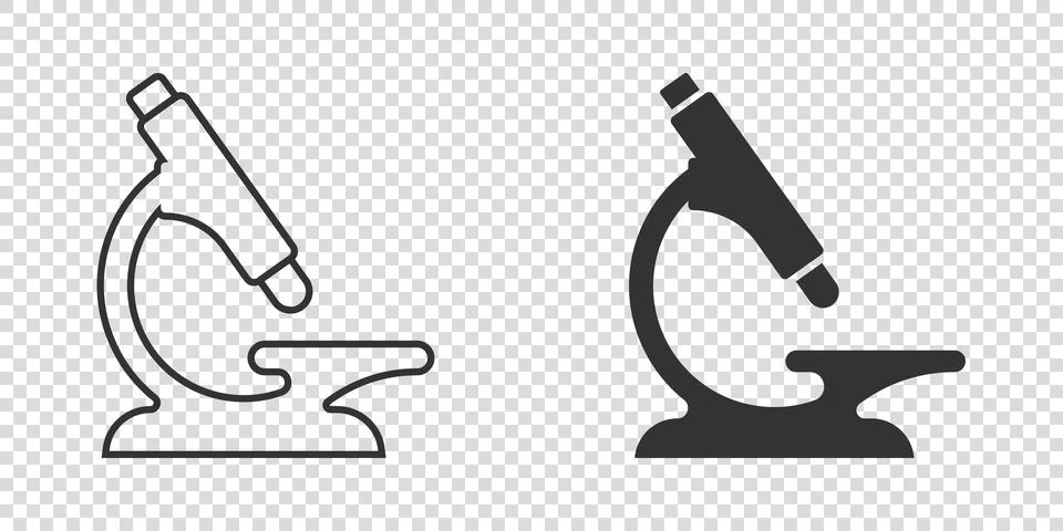 Microscope icon in flat style. Laboratory magnifier vector illustration on is Stock Illustration