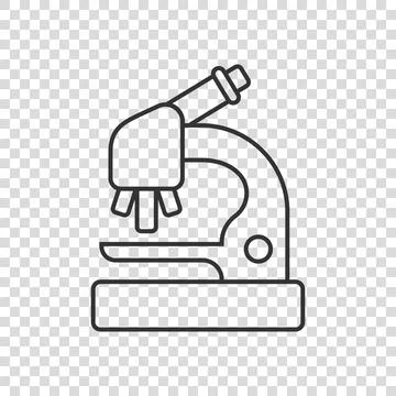 Microscope icon in flat style. Laboratory magnifier vector illustration on is Stock Illustration