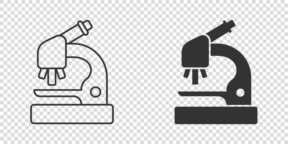 Microscope icon in flat style. Laboratory magnifier vector illustration on is Illustrazione stock