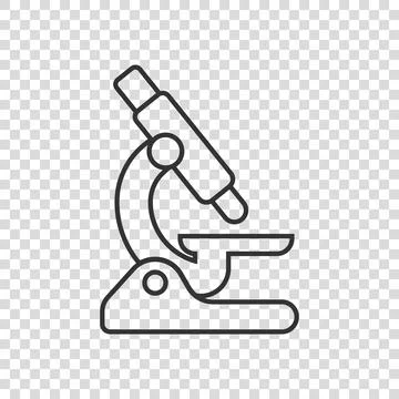 Microscope icon in flat style. Laboratory magnifier vector illustration on is Illustrazione stock