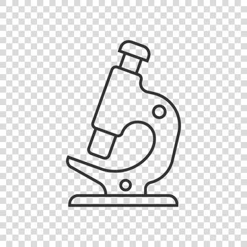 Microscope icon in flat style. Laboratory magnifier vector illustration on is Illustrazione stock