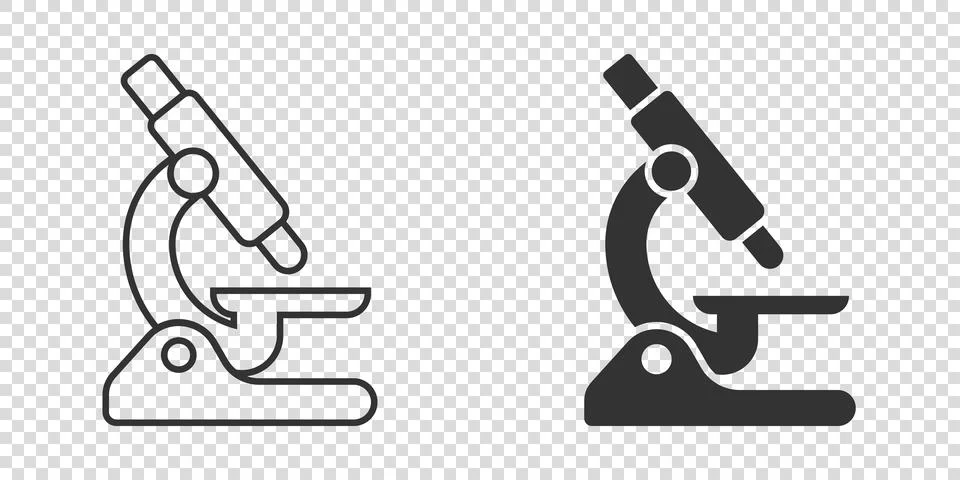 Microscope icon in flat style. Laboratory magnifier vector illustration on is Stock Illustration
