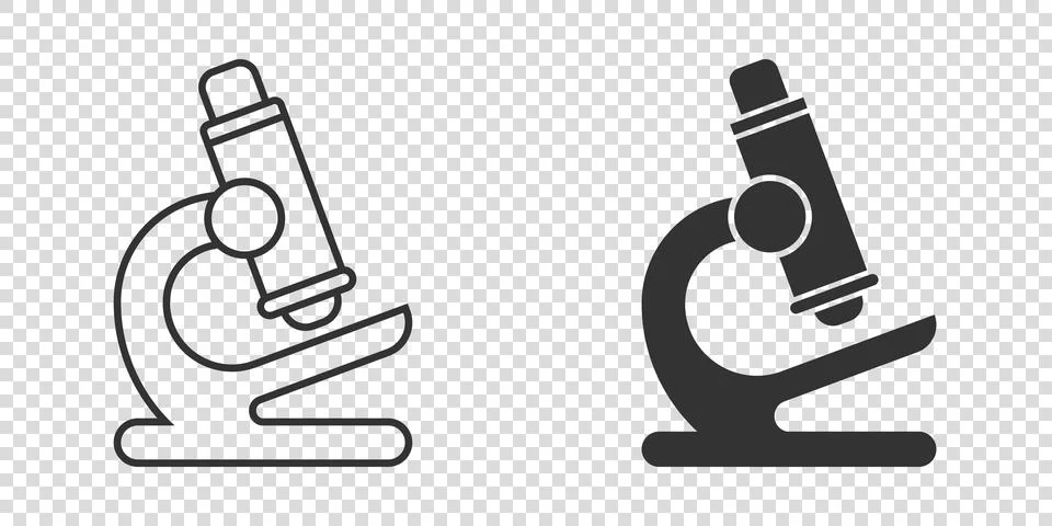 Microscope icon in flat style. Laboratory magnifier vector illustration on is Illustrazione stock