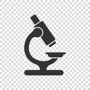Microscope icon in flat style. Laboratory magnifier vector illustration on is Illustrazione stock