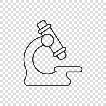 Microscope icon in flat style. Laboratory magnifier vector illustration on is Illustrazione stock