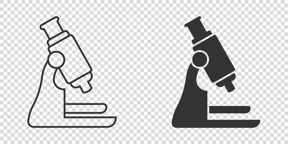 Microscope icon in flat style. Laboratory magnifier vector illustration on is Illustrazione stock