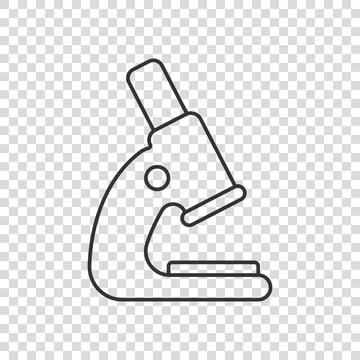 Microscope icon in flat style. Laboratory magnifier vector illustration on is Illustrazione stock